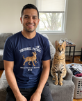Load image into Gallery viewer, Squirrel Patrol unisex tee in Navy with a custom Savannah cat design | Alpha Paw