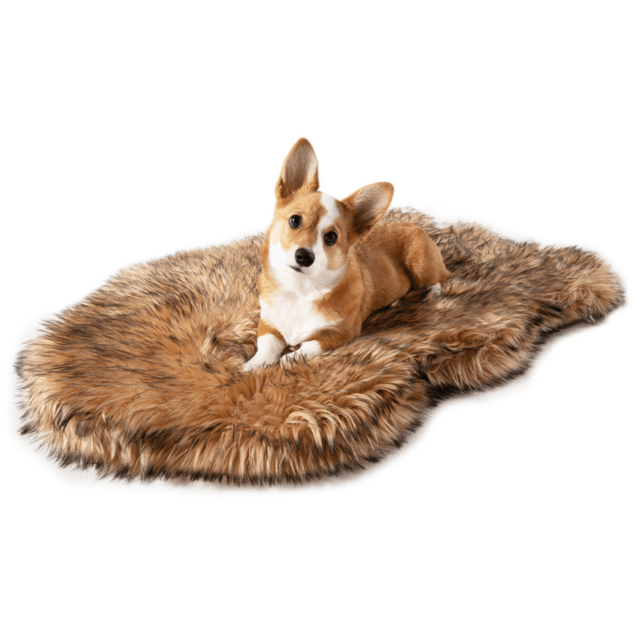 PupRug™ Faux Fur Orthopedic Dog Bed - Curve Sable Tan