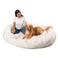 Load image into Gallery viewer, PupCloud™ Human-Size Dog Bed + Matching Waterproof Blanket Bundle - White with Brown Accents