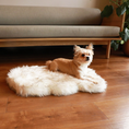 Load image into Gallery viewer, PupRug™ Faux Fur Orthopedic Dog Bed - Curve White with Brown Accents