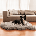 Load image into Gallery viewer, PupRug™ Faux Fur Orthopedic Dog Bed - Curve Charcoal Grey