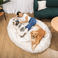Load image into Gallery viewer, PupCloud™ Human-Size Dog Bed + Matching Waterproof Blanket Bundle - White with Brown Accents
