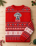 Load image into Gallery viewer, Custom Pet Knitted Holiday Sweater - Candy Cane Red