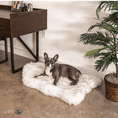 Load image into Gallery viewer, PupRug™ Faux Fur Orthopedic Dog Bed - Curve White with Brown Accents