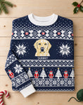 Load image into Gallery viewer, Custom Pet Knitted Holiday Sweater - Snowflake Navy
