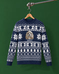 Load image into Gallery viewer, Custom Pet Photo Knitted Holiday Sweater - Winter Sky Blue