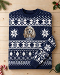 Load image into Gallery viewer, Custom Pet Photo Knitted Holiday Sweater - Winter Sky Blue