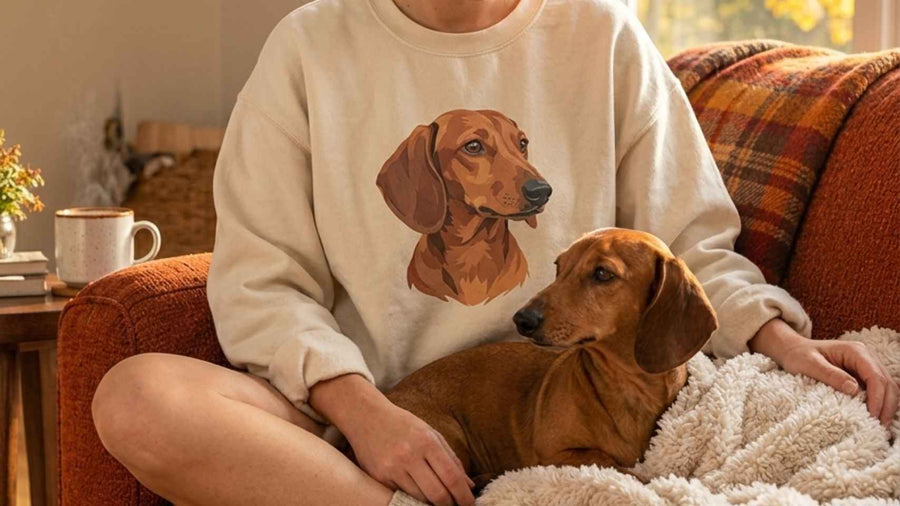 A woman with her dachshund