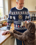 Load image into Gallery viewer, Custom Pet Knitted Holiday Sweater - Snowflake Navy | Alpha Paw