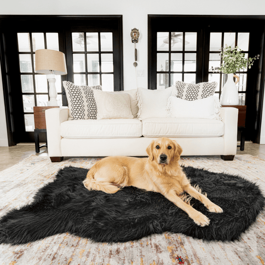 PupRug™ Faux Fur Orthopedic Dog Bed - Curve Midnight Black