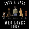 Load image into Gallery viewer, Personalized Girl Who Loves Dogs Black T-Shirt | Alpha Paw