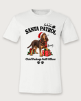 Load image into Gallery viewer, Santa Patrol unisex tee in White with a custom Bloodhound design | Alpha Paw

