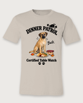 Load image into Gallery viewer, Dinner Patrol unisex tee in Natural with a custom Black Mouth Cur design | Alpha Paw
