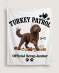 Load image into Gallery viewer, Turkey Patrol Scrap Janitor blanket with a custom Labradoodle design | Alpha Paw
