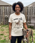 Load image into Gallery viewer, Squirrel Patrol unisex tee in Natural with a custom greyhound design | Alpha Paw

