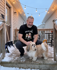 Load image into Gallery viewer, On the Nice List (Maybe) unisex tee in Black with a custom Lhasa Apso design | Alpha Paw
