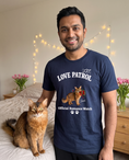 Load image into Gallery viewer, Love Patrol unisex tee in Navy with a custom Somali cat design | Alpha Paw
