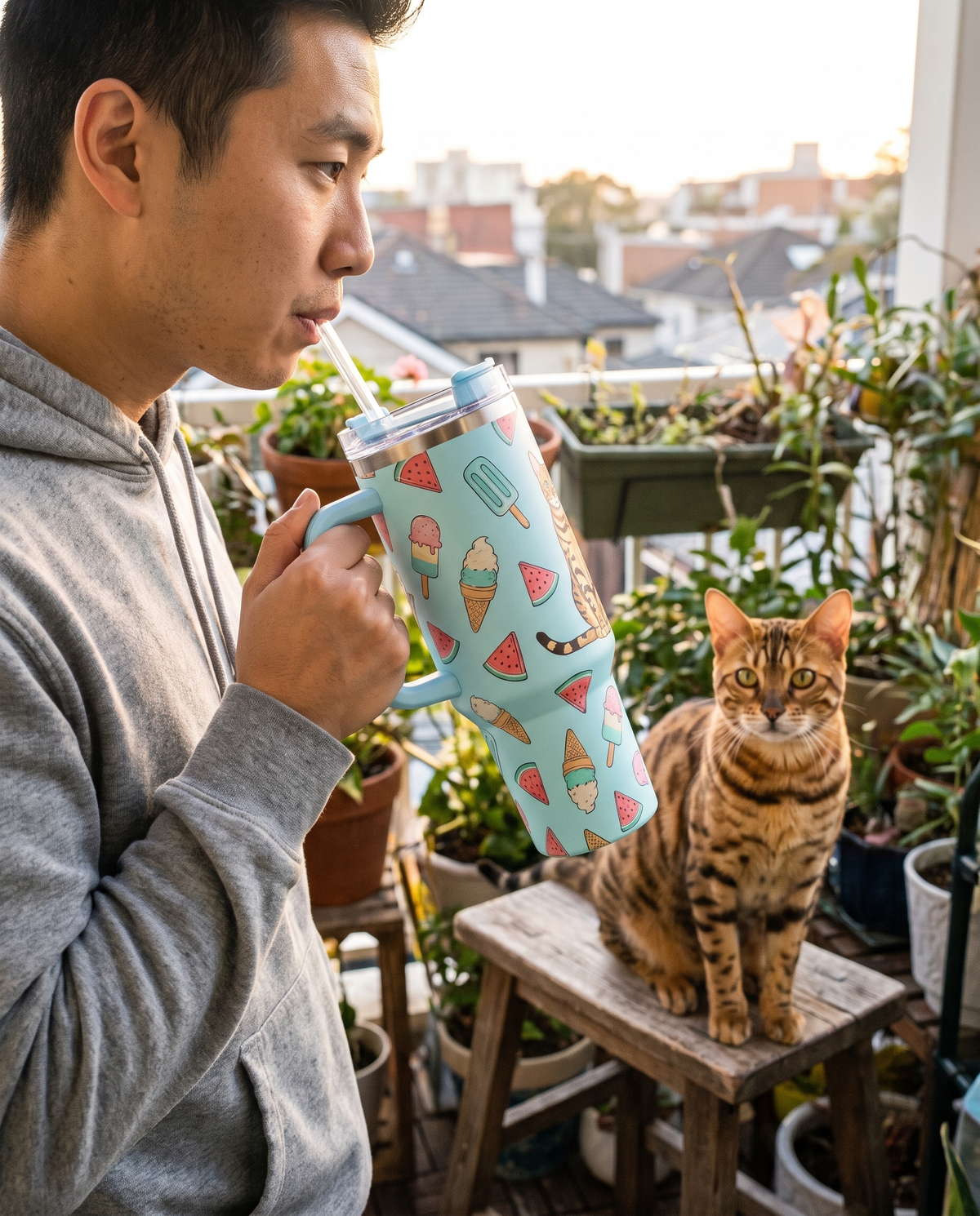 Custom Pet 40oz Tumbler with Handle | Alpha Paw