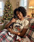 Load image into Gallery viewer, Do Not Open Without Me unisex tee in Heather Sand Dune with a custom Miniature Pinscher design | Alpha Paw
