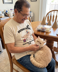 Load image into Gallery viewer, Birthday Patrol unisex tee in Heather Sand Dune with a custom Exotic Shorthair cat design | Alpha Paw
