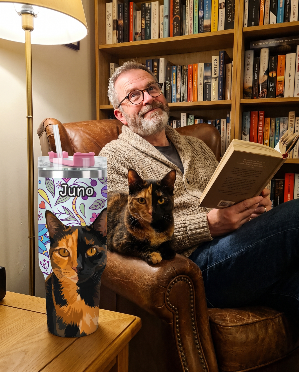 Custom Pet 40oz Tumbler with Handle | Alpha Paw