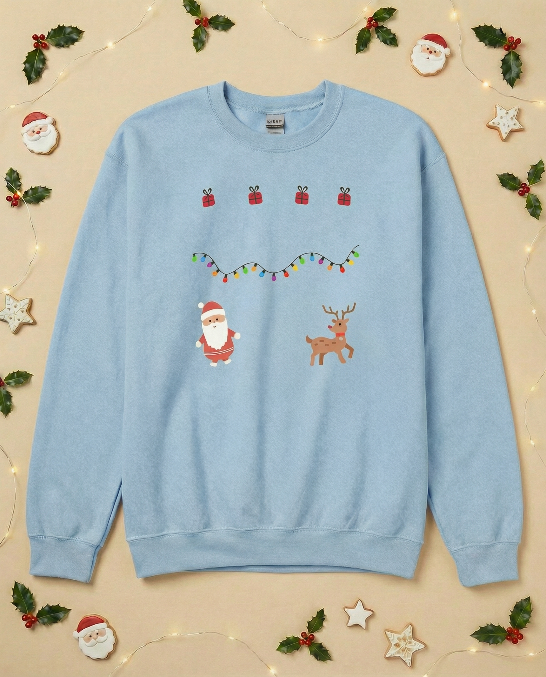 Custom Pet Holiday Sweatshirt - Santa Friends for Light Colored Shirts