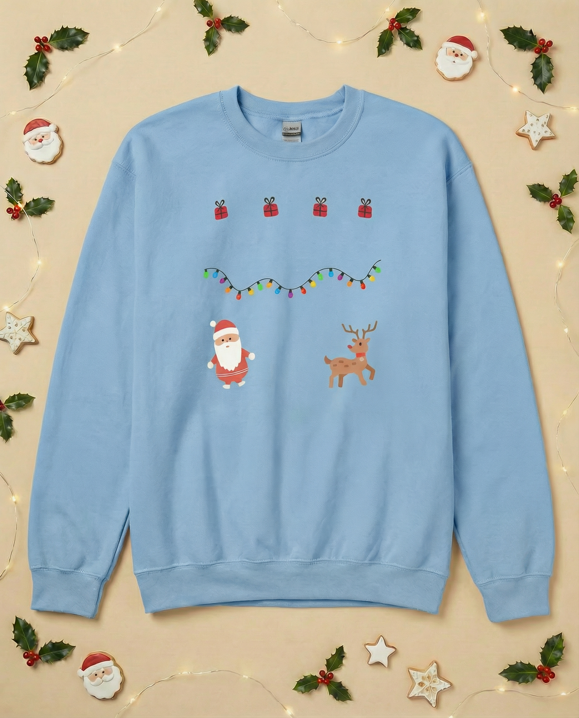 Custom Pet Holiday Sweatshirt - Santa Friends for Light Colored Shirts