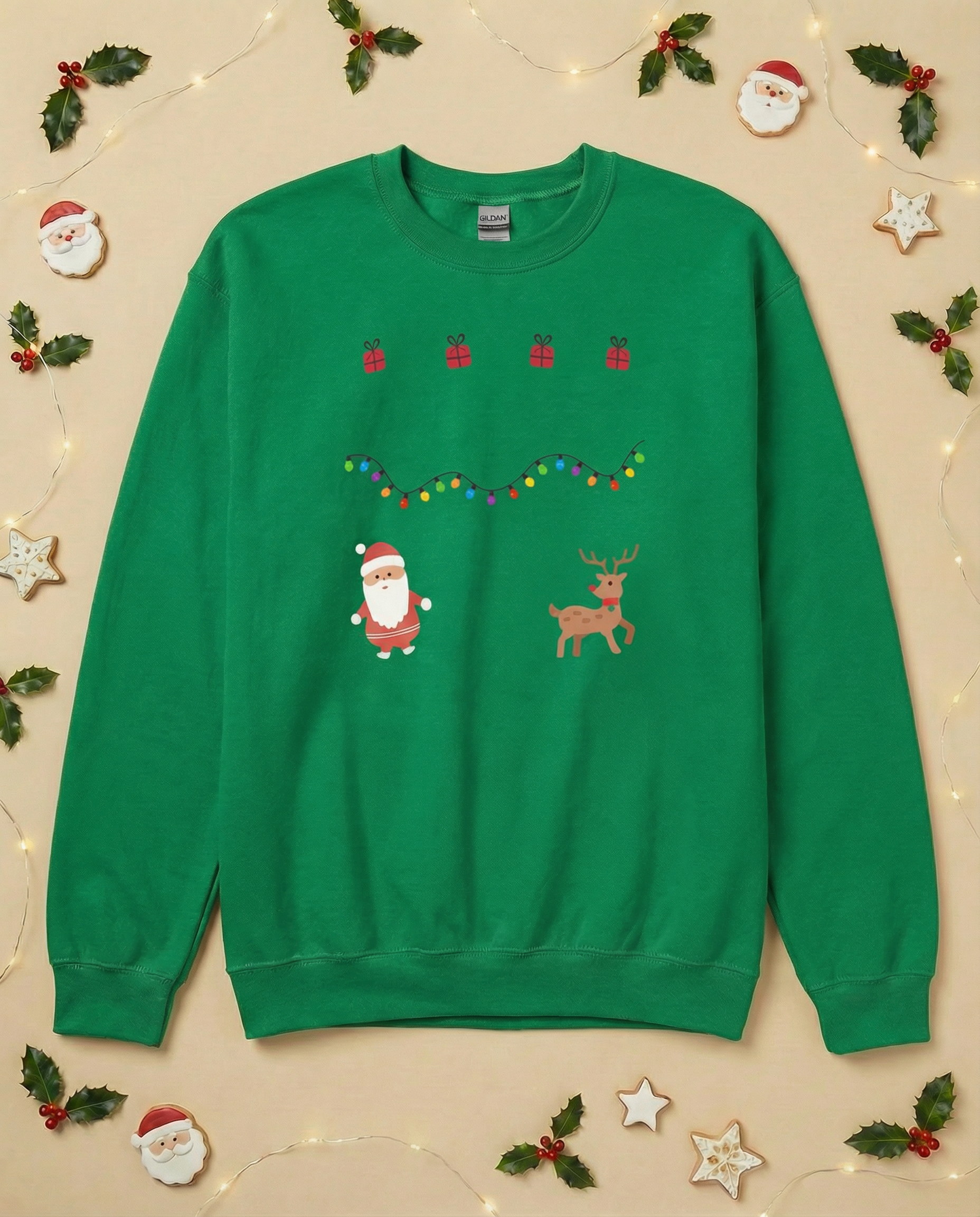 Custom Pet Holiday Sweatshirt - Santa Friends for Light Colored Shirts