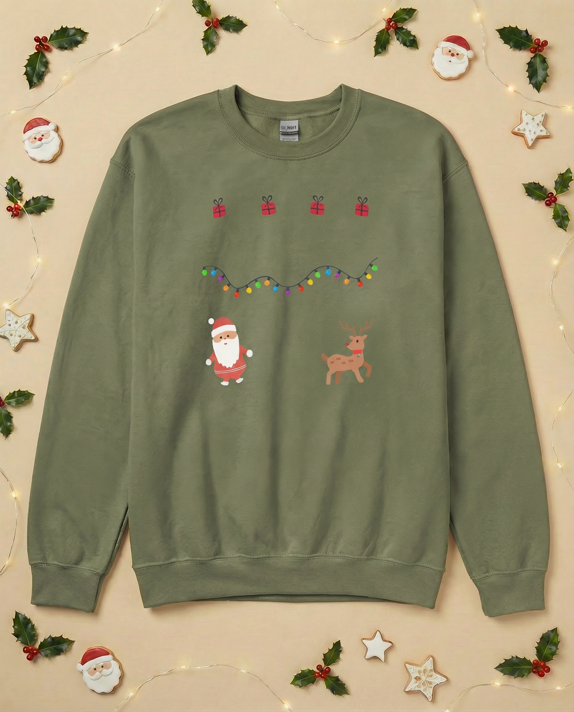 Custom Pet Holiday Sweatshirt - Santa Friends for Light Colored Shirts