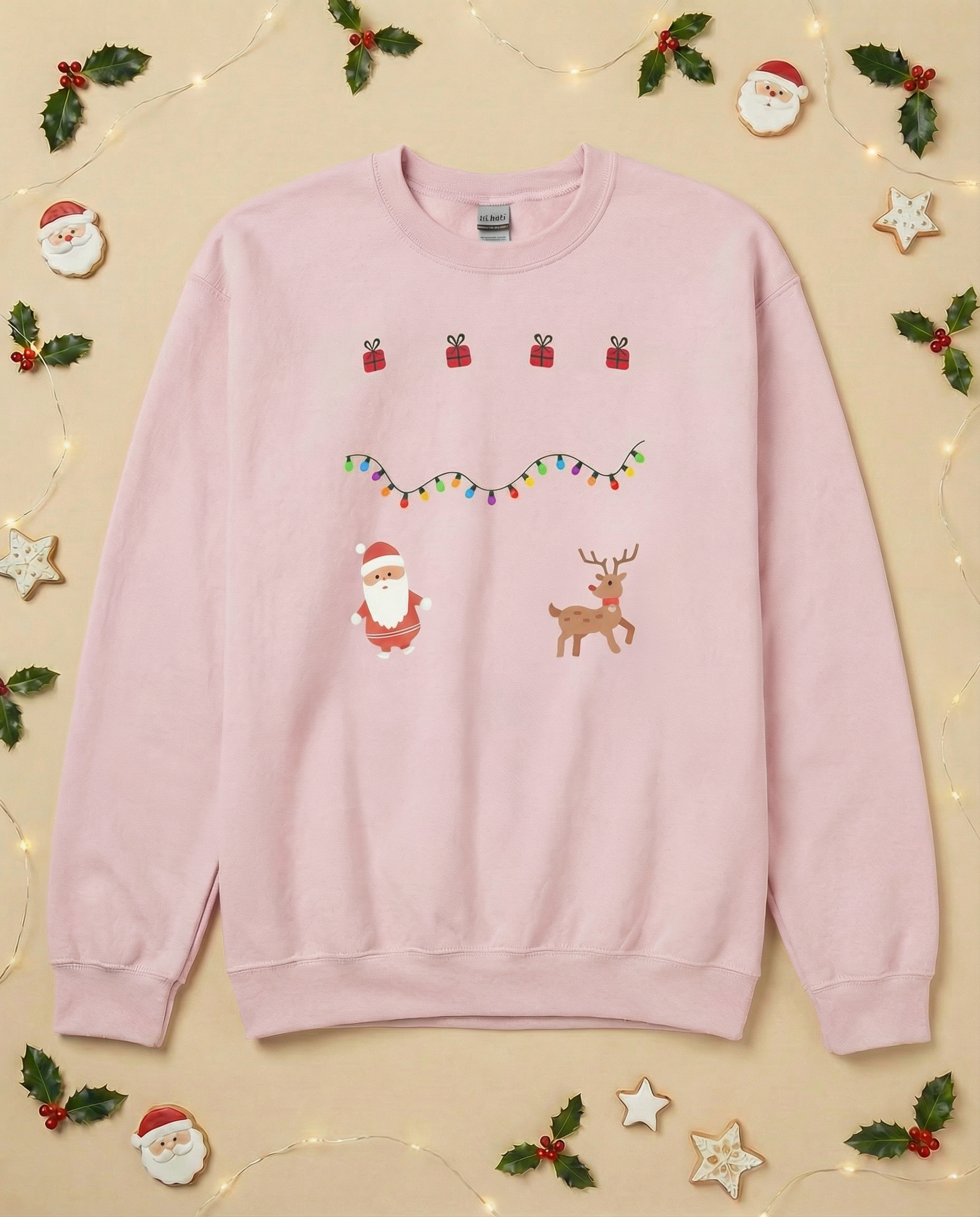 Custom Pet Holiday Sweatshirt - Santa Friends for Light Colored Shirts