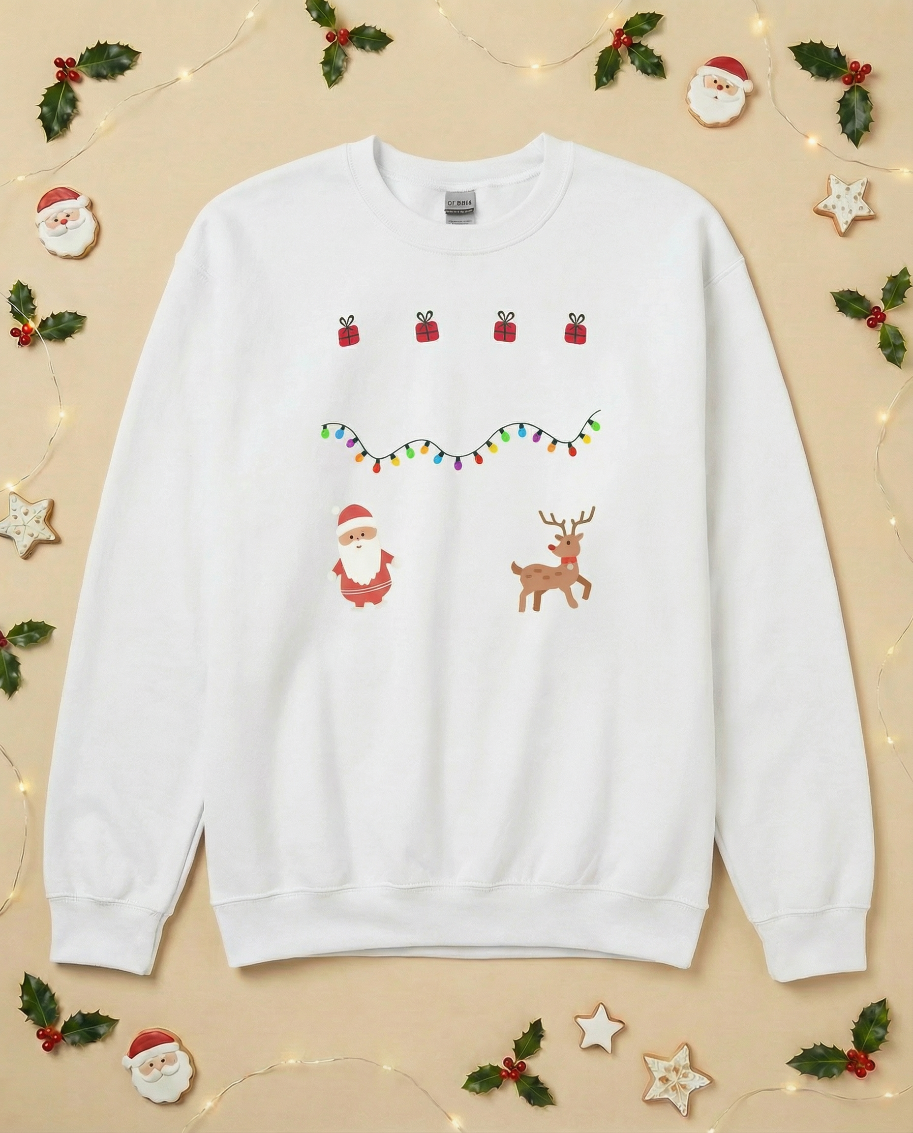 Custom Pet Holiday Sweatshirt - Santa Friends for Light Colored Shirts