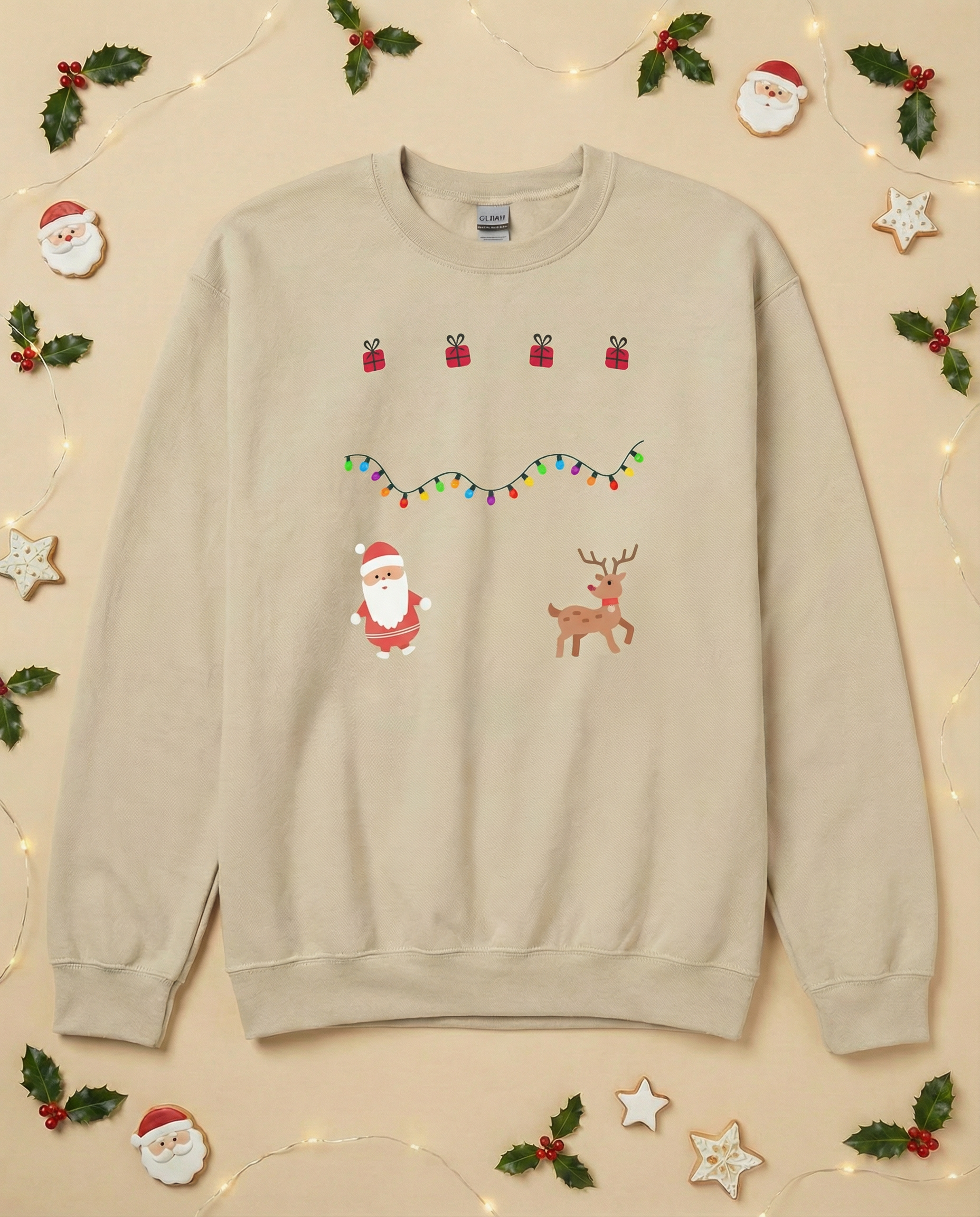 Custom Pet Holiday Sweatshirt - Santa Friends for Light Colored Shirts