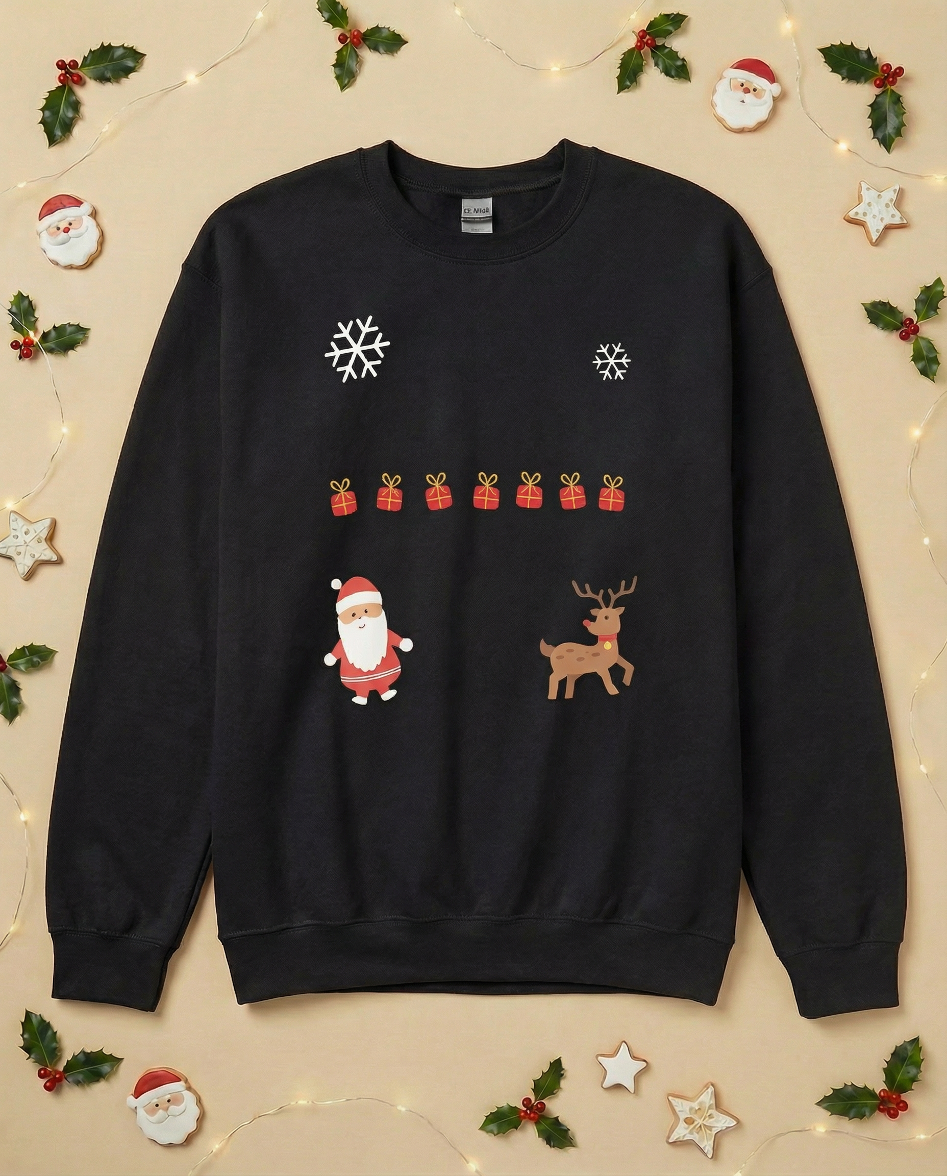 Custom Pet Holiday Sweatshirt - Santa Friends for Dark Colored Shirts