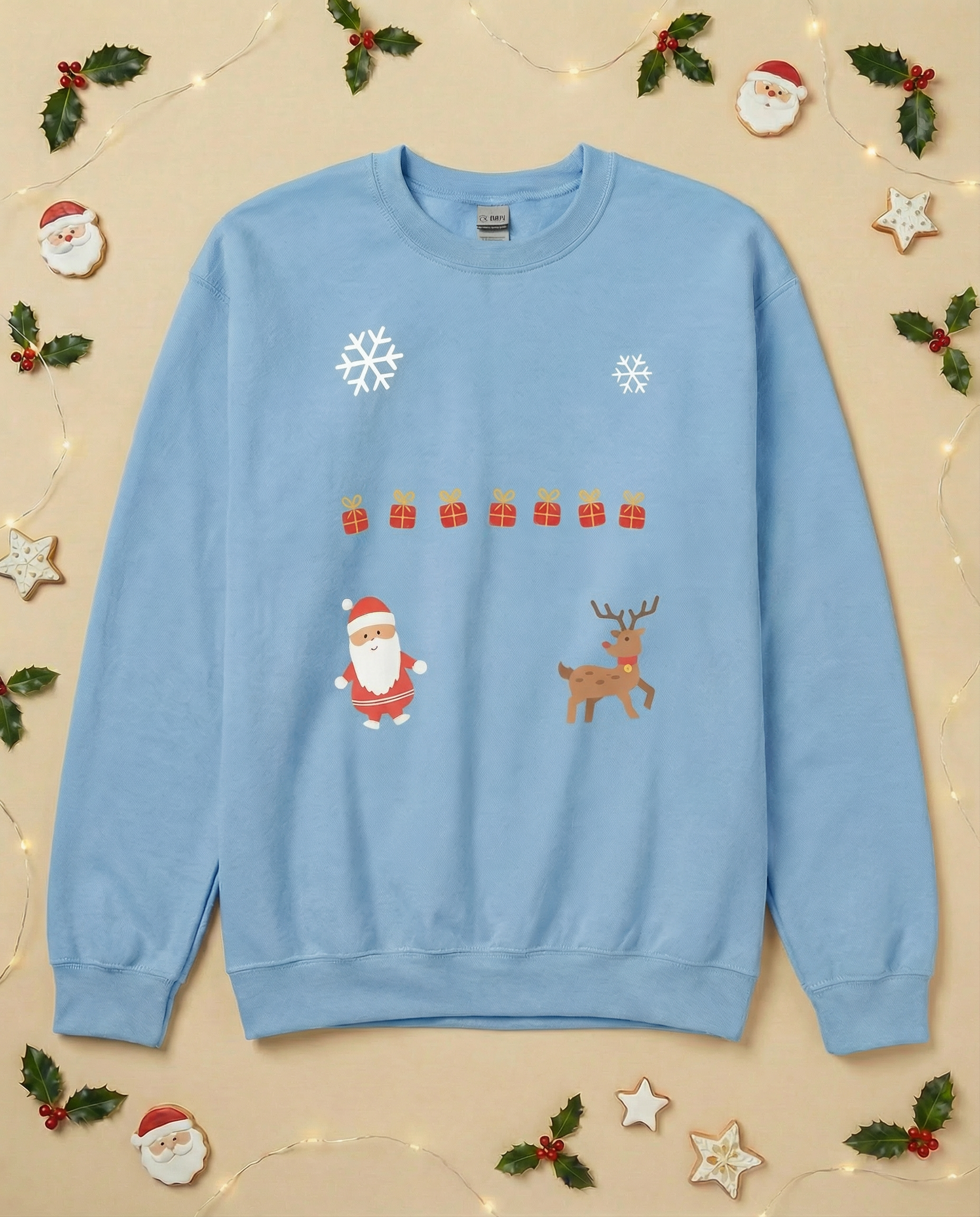 Custom Pet Holiday Sweatshirt - Santa Friends for Dark Colored Shirts