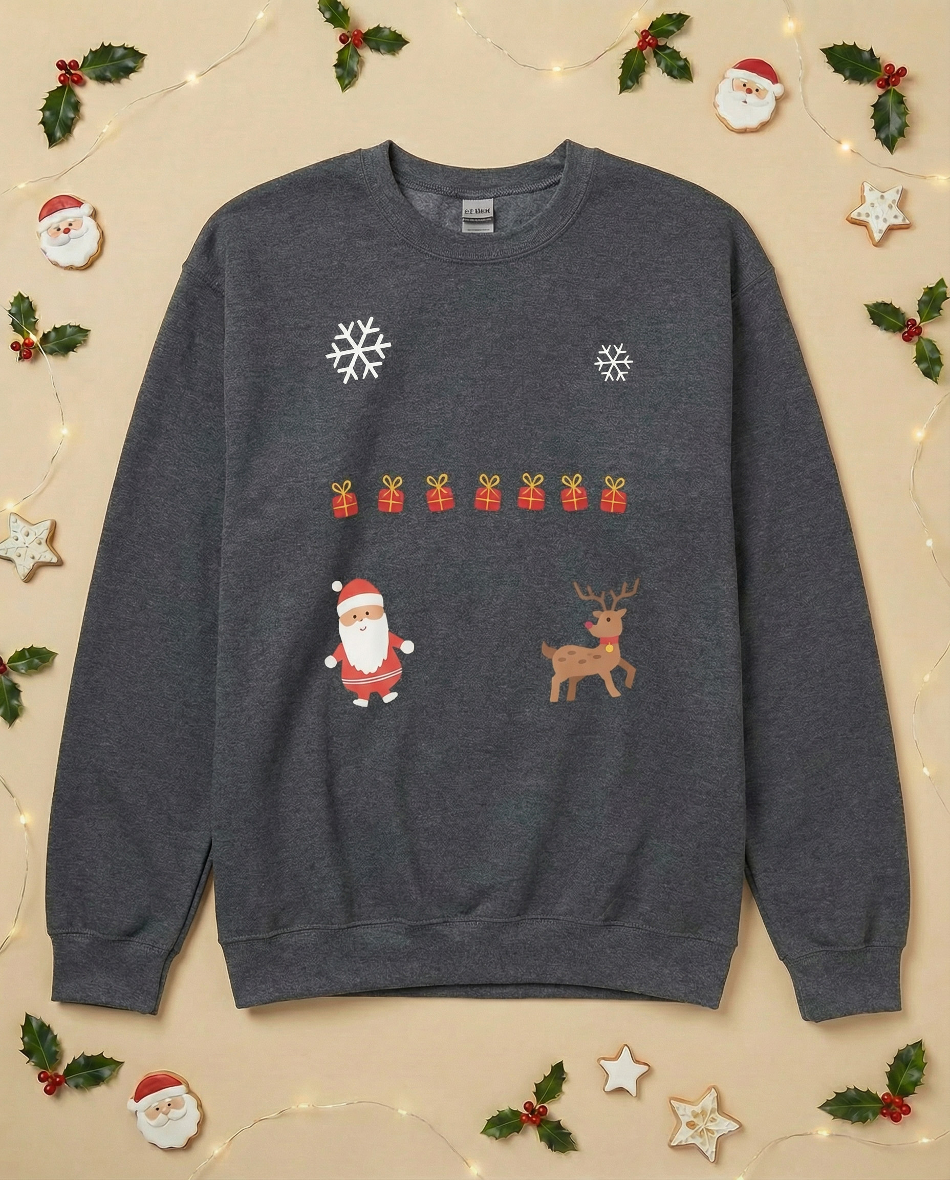 Custom Pet Holiday Sweatshirt - Santa Friends for Dark Colored Shirts