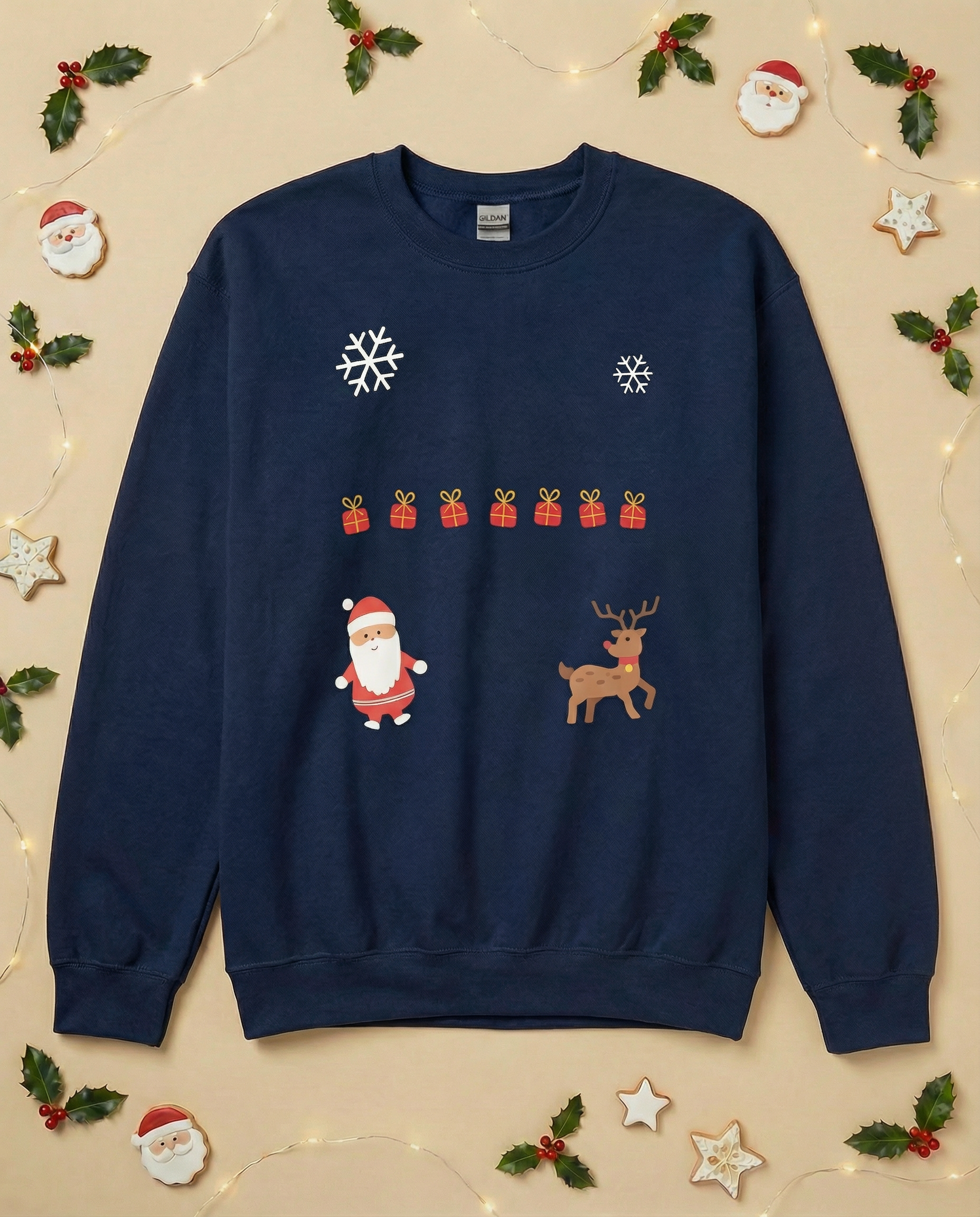 Custom Pet Holiday Sweatshirt - Santa Friends for Dark Colored Shirts