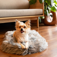 Load image into Gallery viewer, PupRug™ Faux Fur Orthopedic Dog Bed - Curve Charcoal Grey
