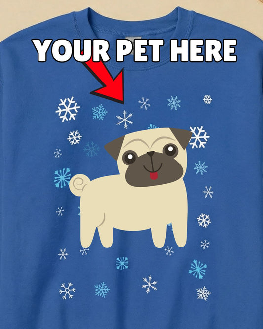 Custom Pet Holiday Sweatshirt - Snowflakes