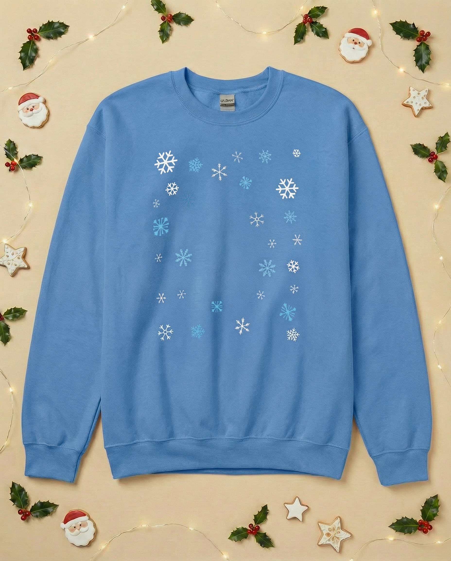 Custom Pet Holiday Sweatshirt - Snowflakes