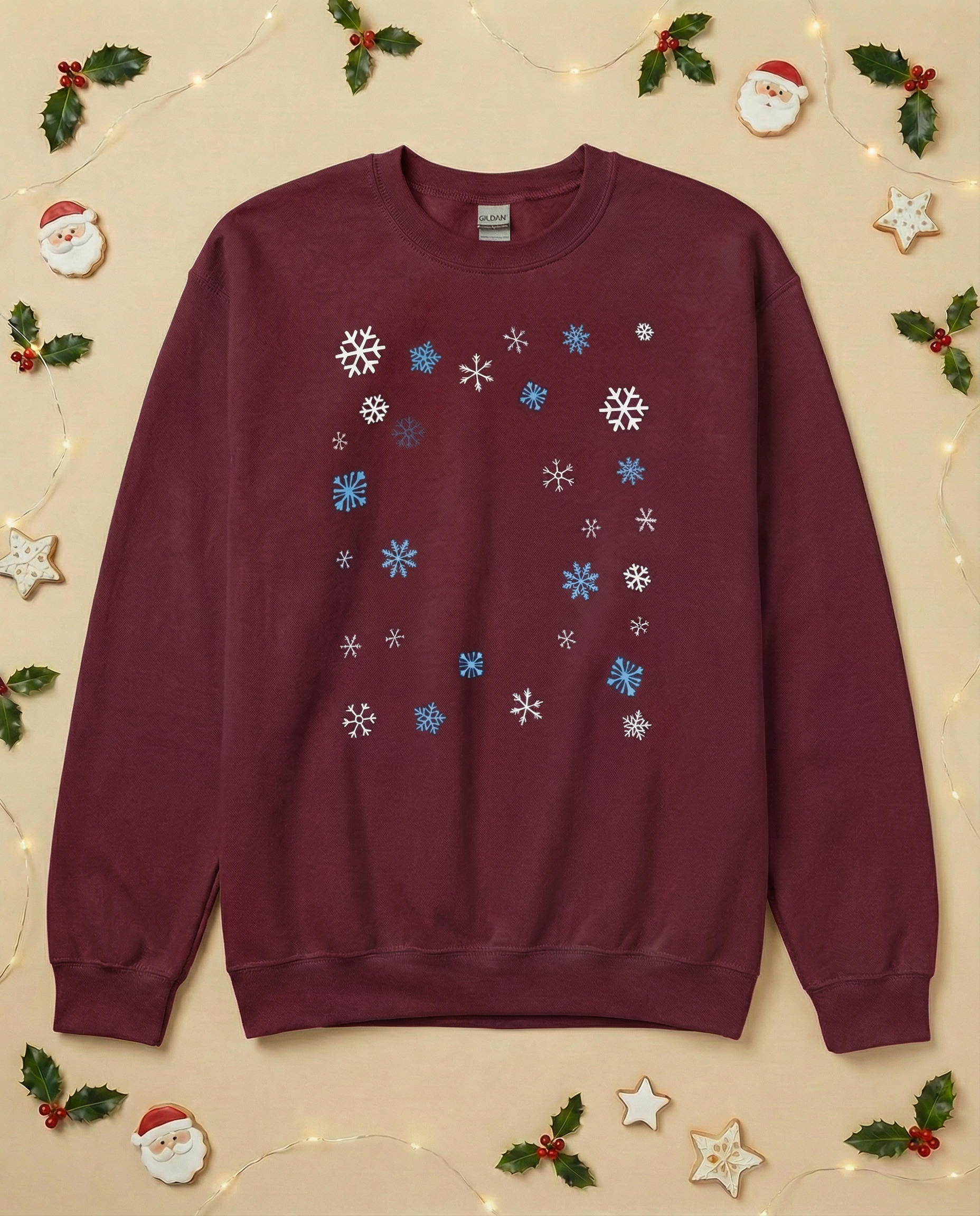 Custom Pet Holiday Sweatshirt - Snowflakes