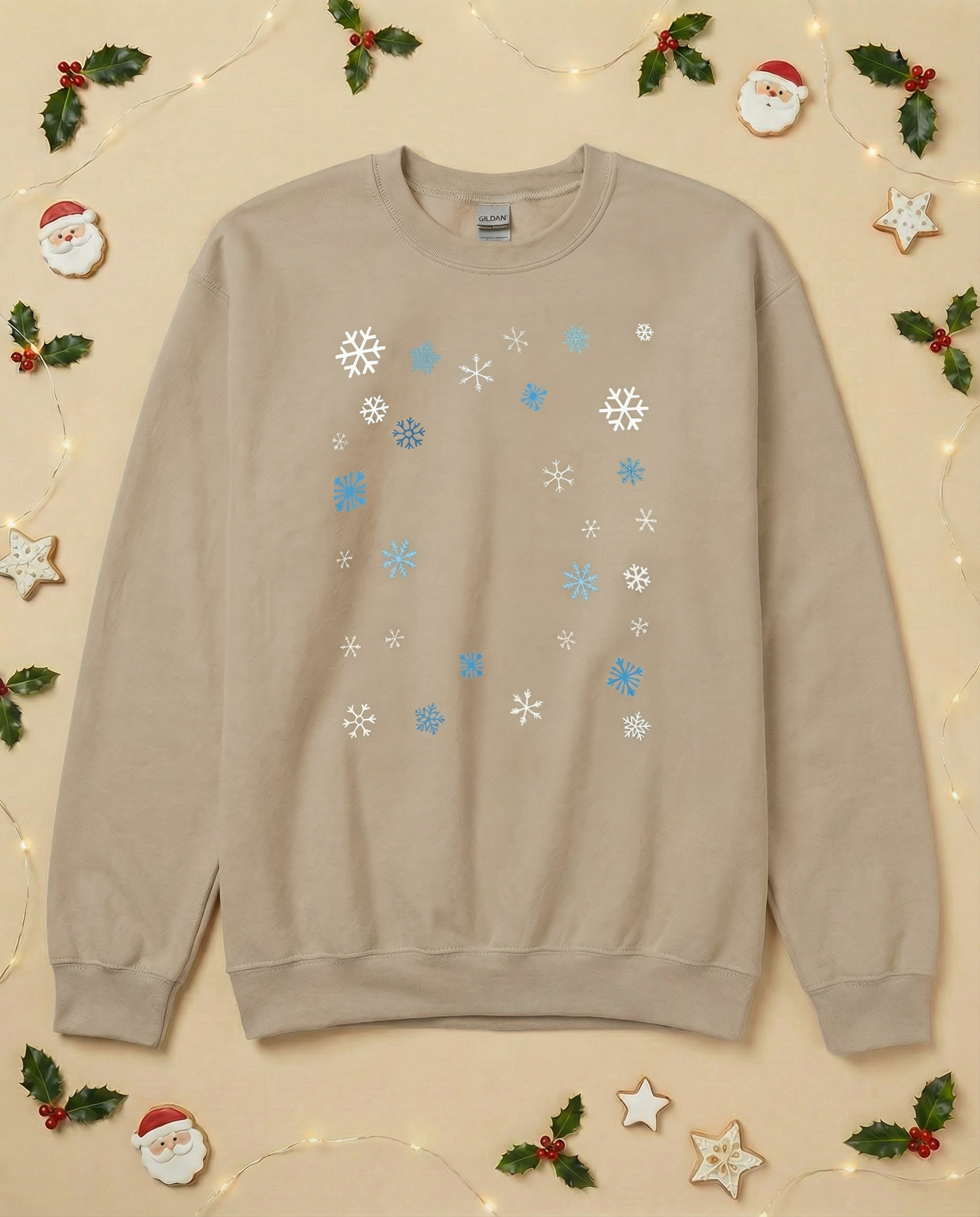 Custom Pet Holiday Sweatshirt - Snowflakes