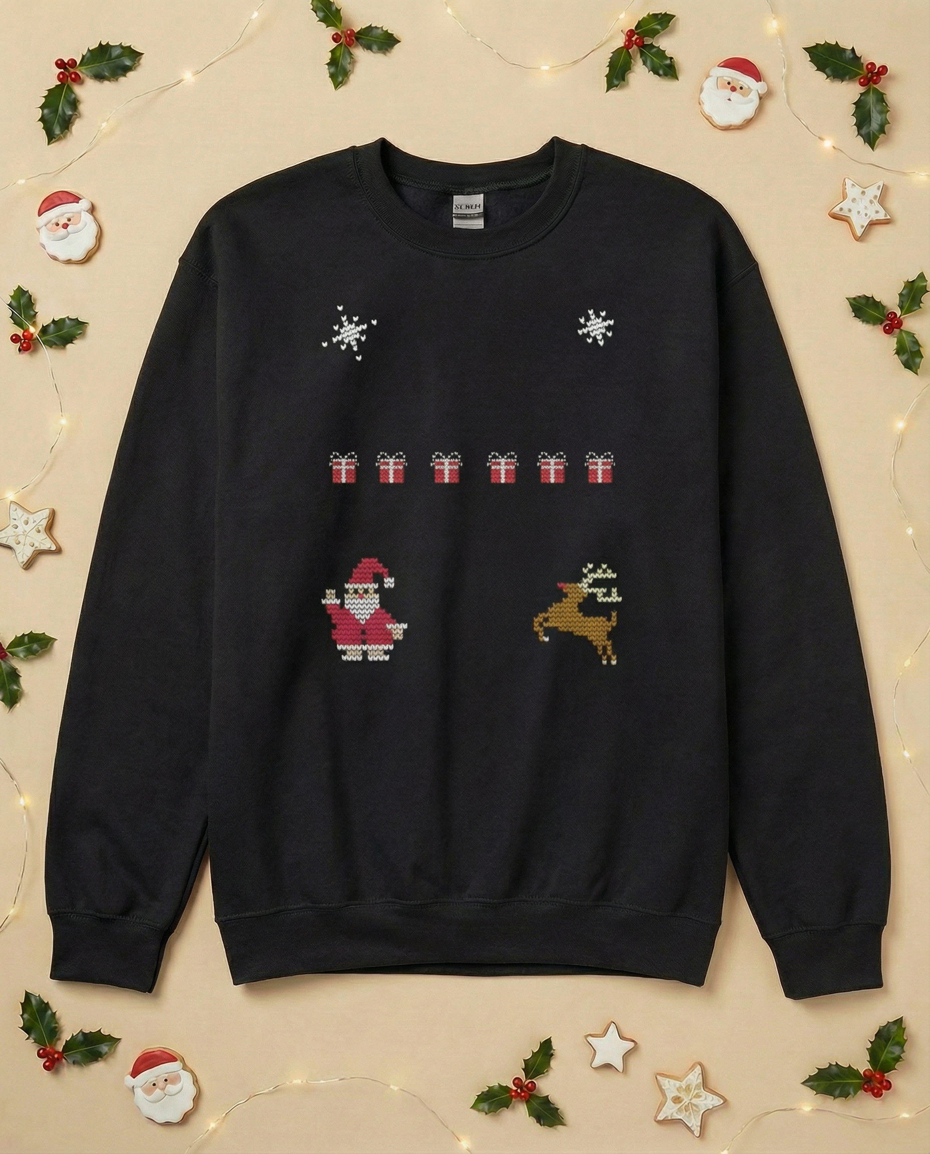 Custom Pet Holiday Sweatshirt - Santa Friends Knitted