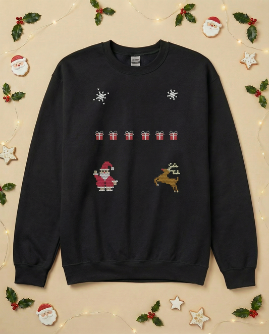 Custom Pet Holiday Sweatshirt - Santa Friends Knitted