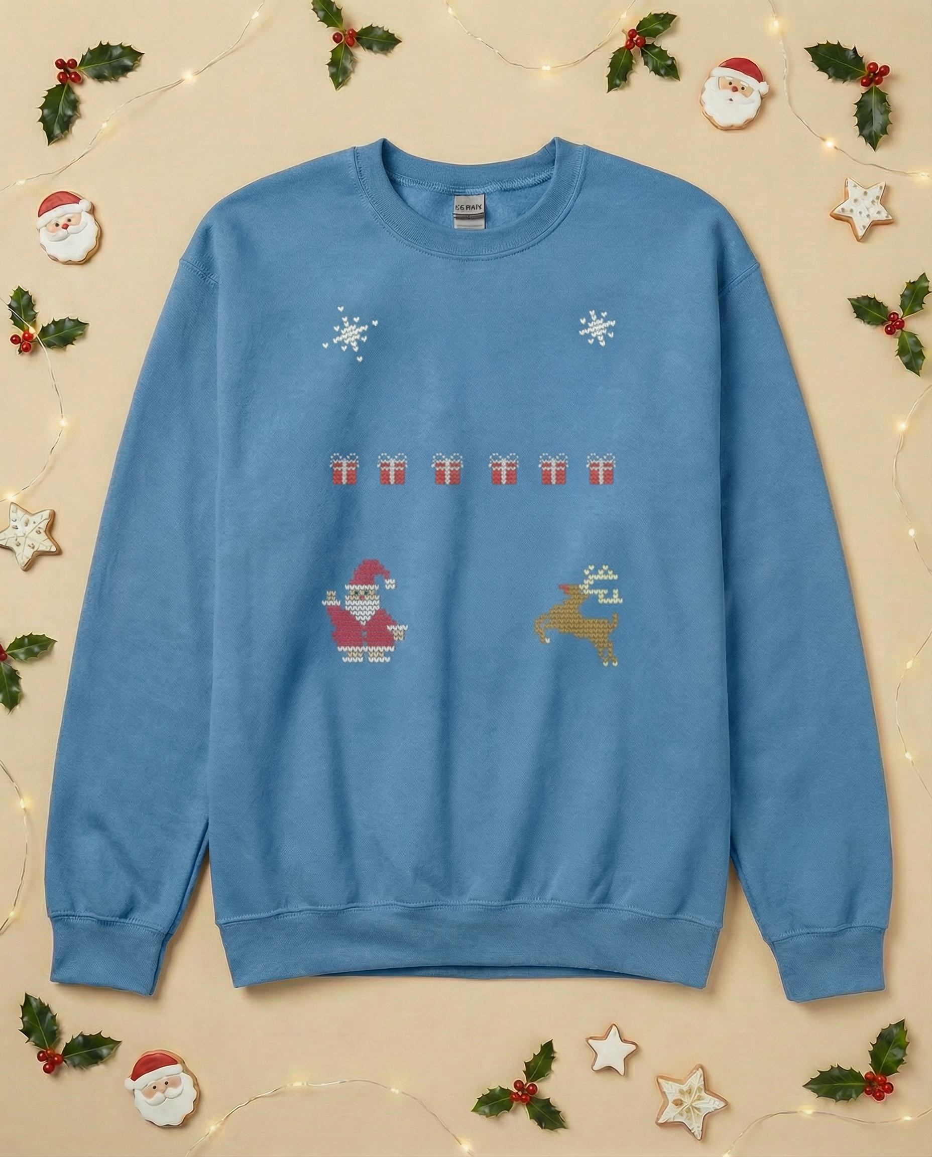 Custom Pet Holiday Sweatshirt - Santa Friends Knitted
