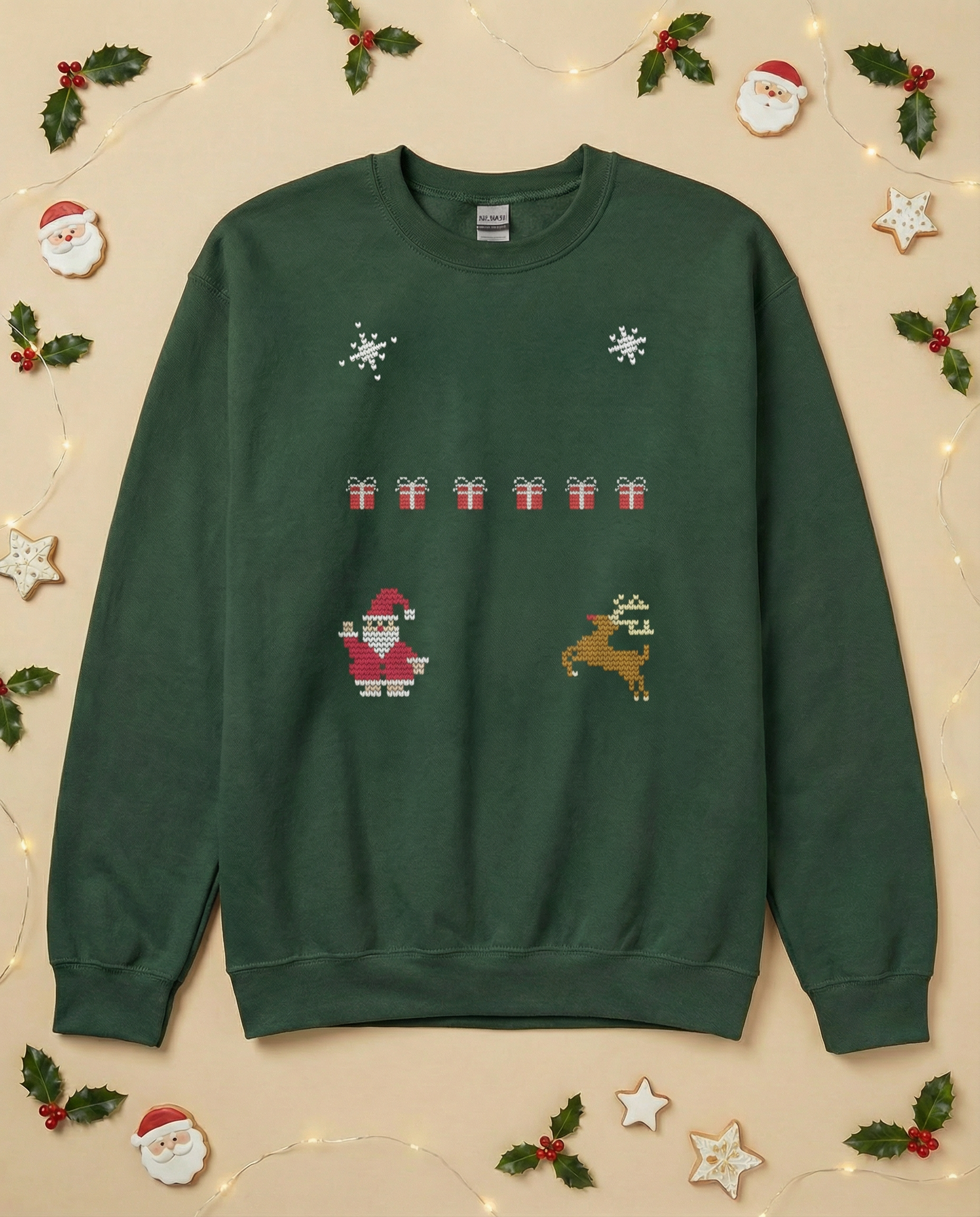 Custom Pet Holiday Sweatshirt - Santa Friends Knitted