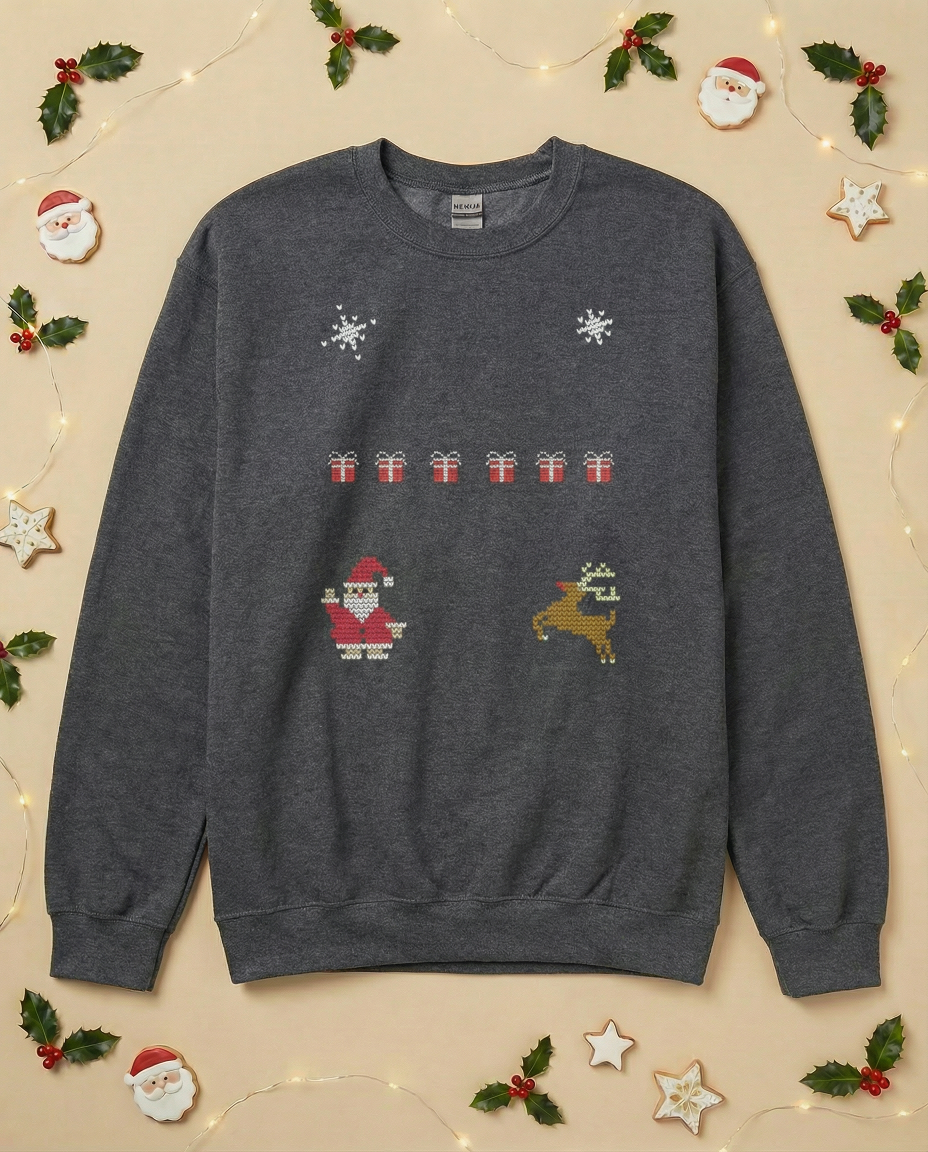 Custom Pet Holiday Sweatshirt - Santa Friends Knitted