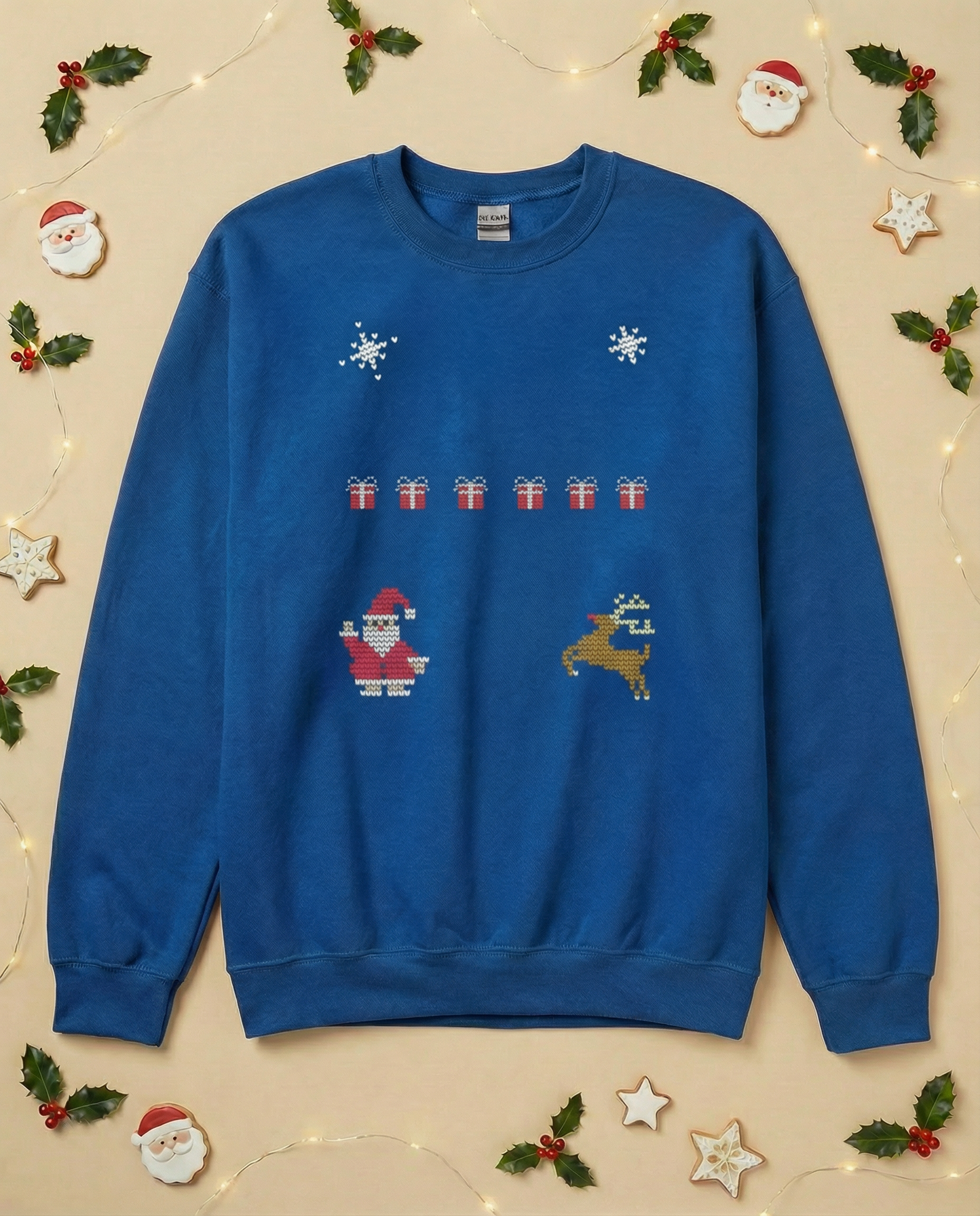 Custom Pet Holiday Sweatshirt - Santa Friends Knitted