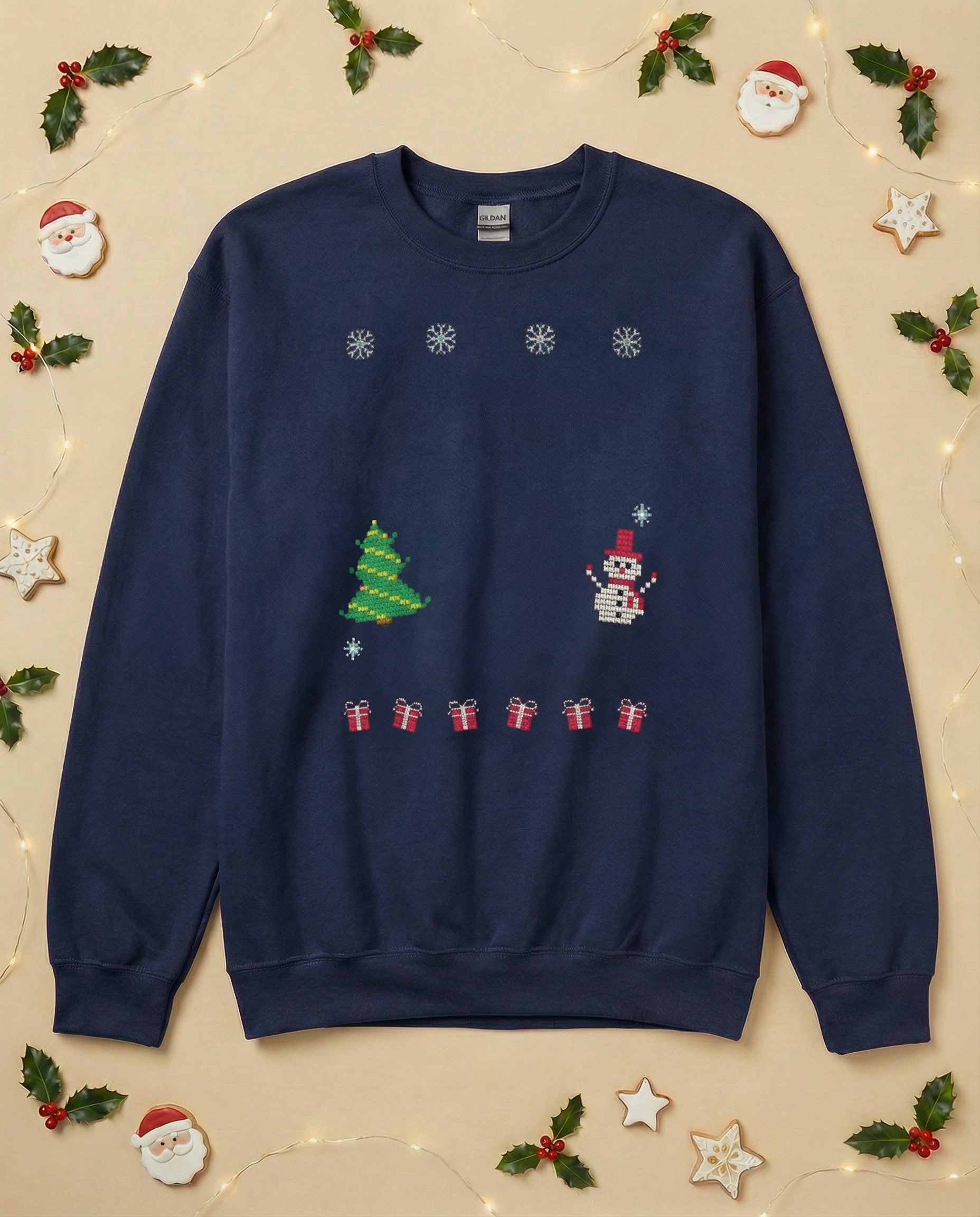 Custom Pet Holiday Sweatshirt - Xmas Tree Friends Knitted