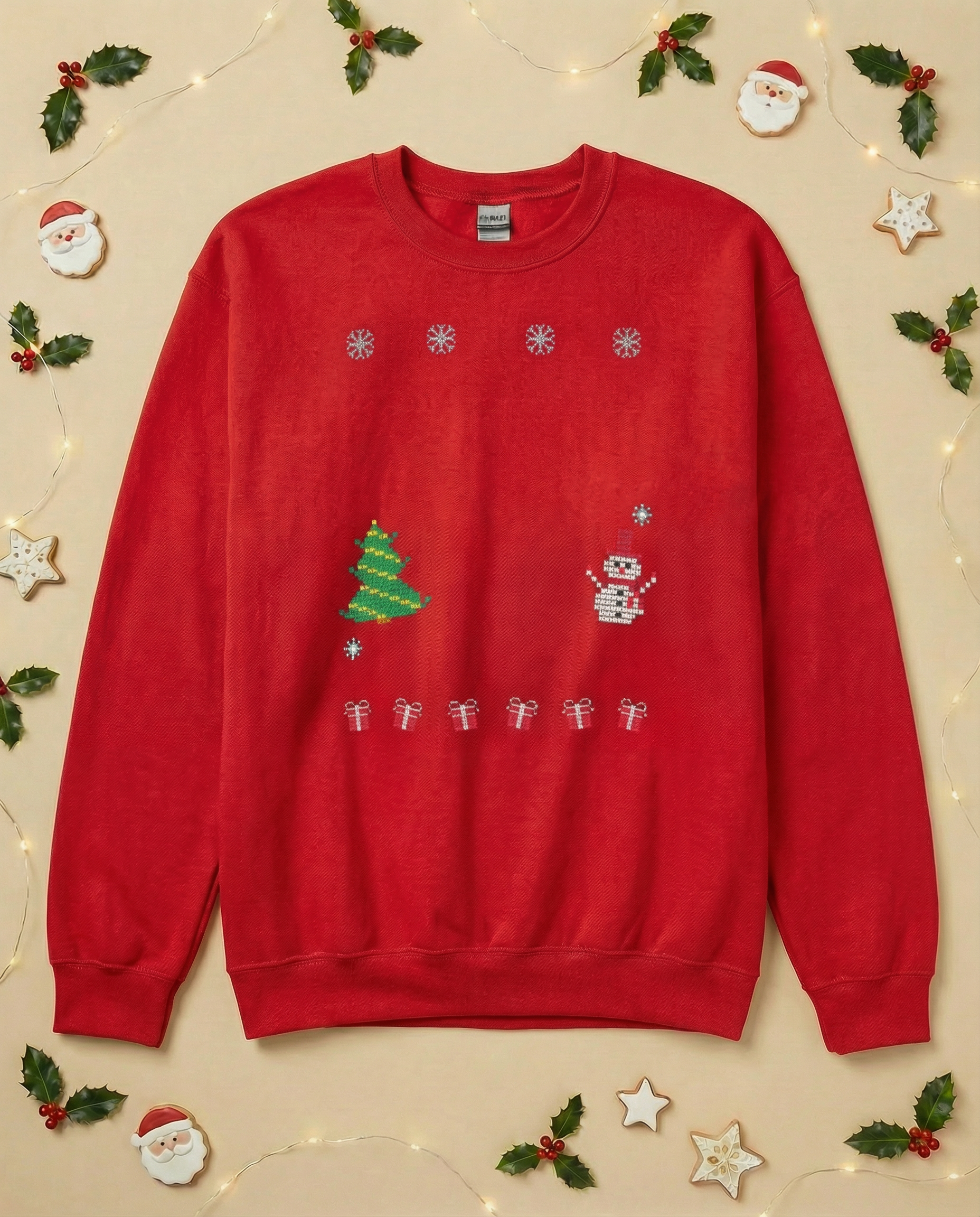 Custom Pet Holiday Sweatshirt - Xmas Tree Friends Knitted
