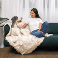 Load image into Gallery viewer, PupCloud™ Human-Size Dog Bed + Matching Waterproof Blanket Bundle - White with Brown Accents

